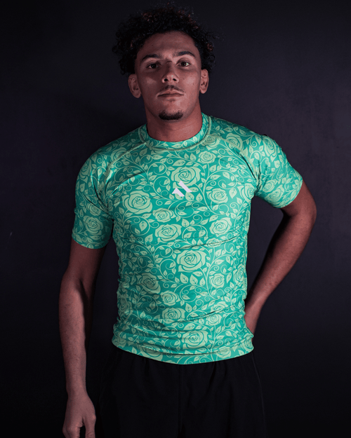 RASHGUARD FLORAL GREEN